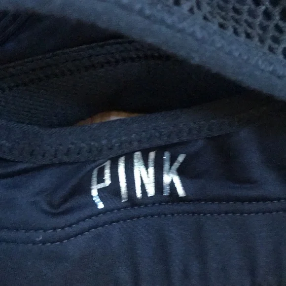 Pink Victoria’s Secret small Black Mesh Racerback yoga push up Bra. - Picture 3 of 5